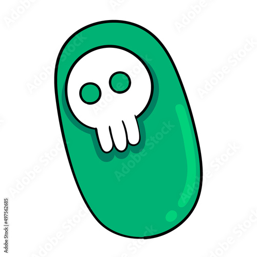 cute skull face bolster, doodle icon image kawaii