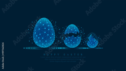 Happy Easter. Easter eggs form lines and triangles style design background.