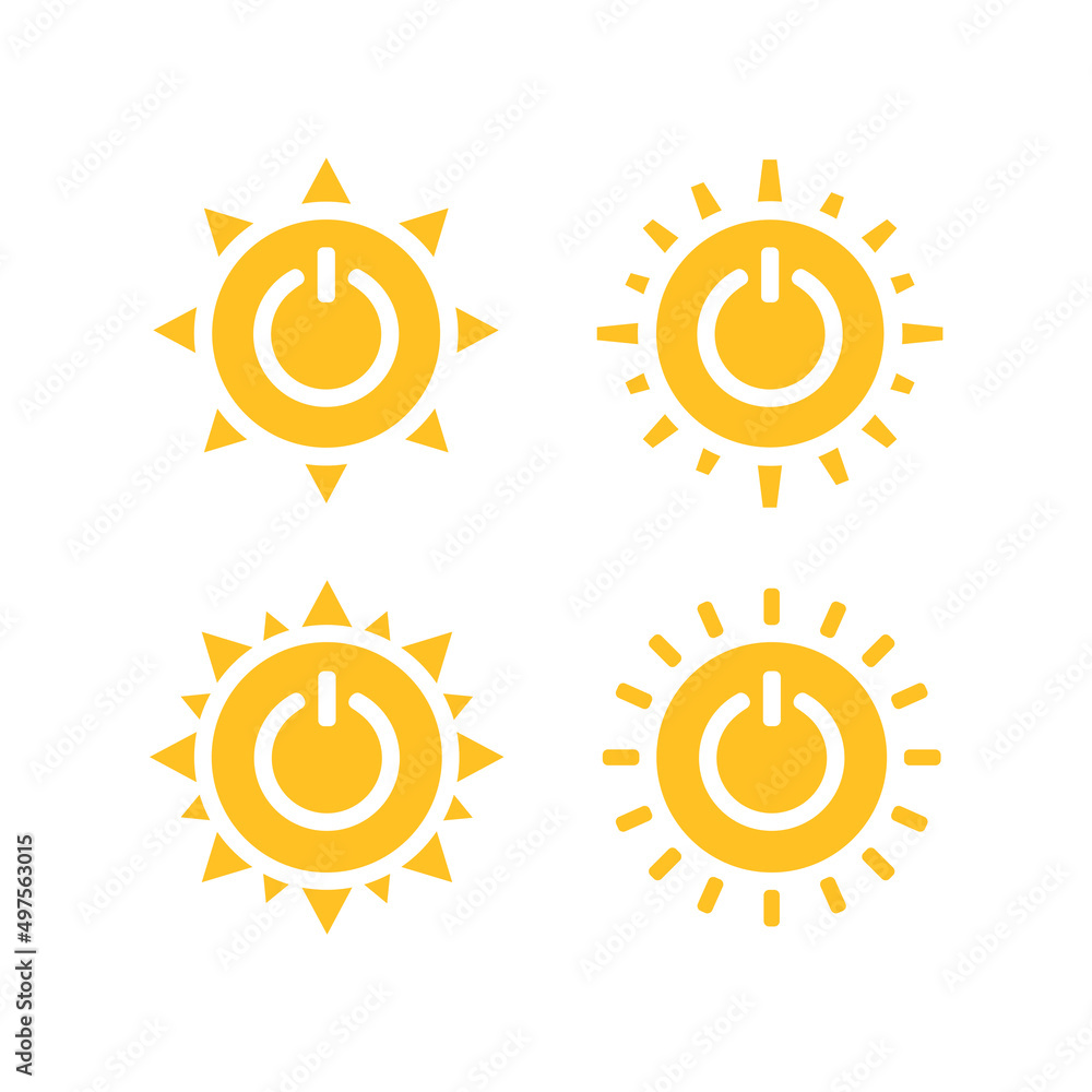 Power start with sun icon. Vector illustration Power start with sun icon. Vector illustration