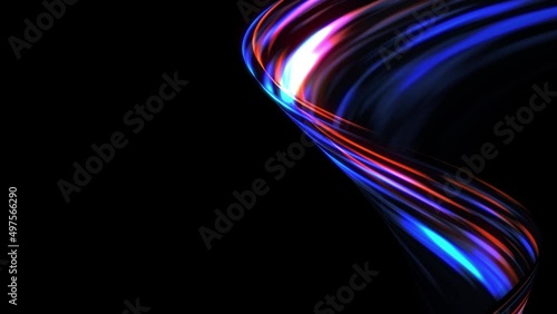Abstract Technology Light Strokes Background/ 4k animation of abstract high technology background with glowing 3d light strokes with fast motion path trajectory following