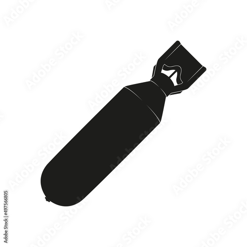 Vintage monochrome bomb illustration. Isolated vector template