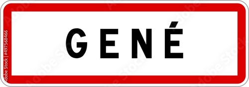 Canvas Print Panneau entrée ville agglomération Gené / Town entrance sign Gené