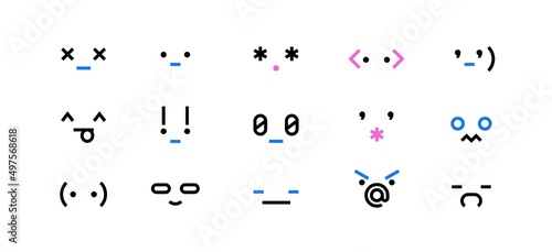 Punctuation smiley face set. Set of funny emoticons, line emoji of punctuation, isolated characters. Vector illustration