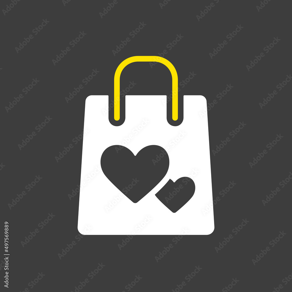 Gist bag with heart vector glyph icon Gist bag with heart vector glyph icon