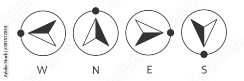 Compas icon. West, north, east, south arrow direction symbol. Sign navigation vector. photo