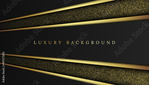 Luxury abstract gold black shape premium background with golden glitter sparkle