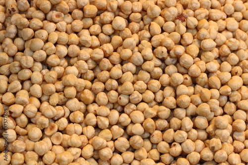 selective focus: hazelnuts, a large market in Turkey. roasted hazelnut kernels	
