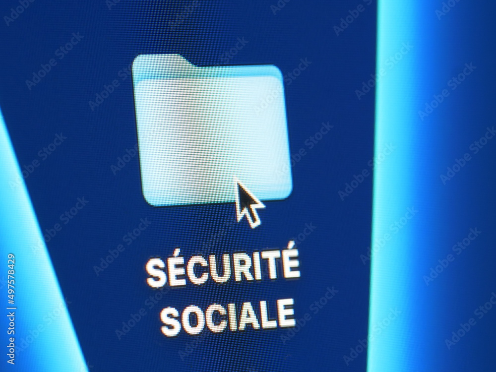 Sécurité sociale - photo macro d'un dossier sur un écran d'ordinateur Sécurité sociale - photo macro d'un dossier sur un écran d'ordinateur