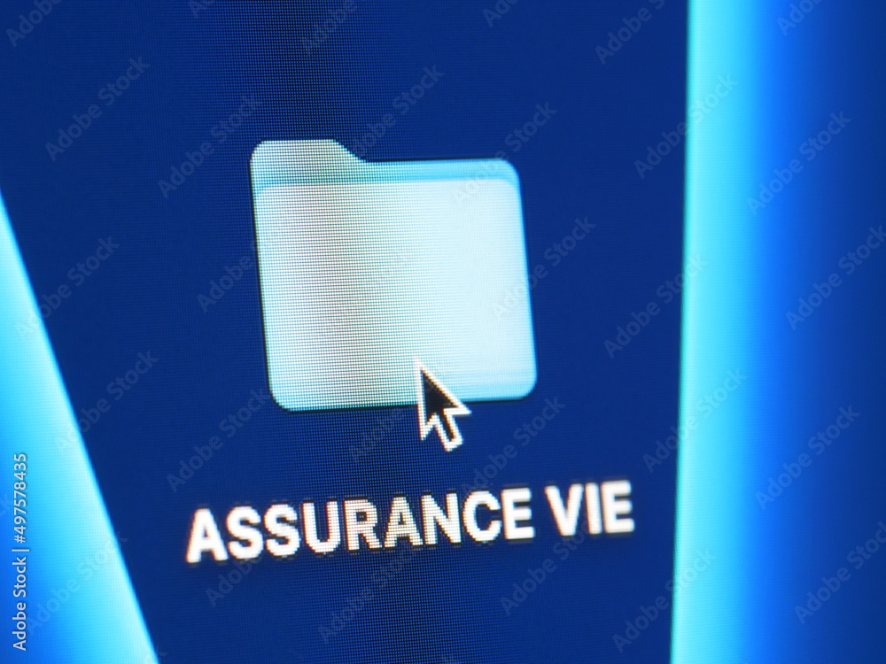 Assurance vie - photo macro d'un dossier sur un écran d'ordinateur Assurance vie - photo macro d'un dossier sur un écran d'ordinateur