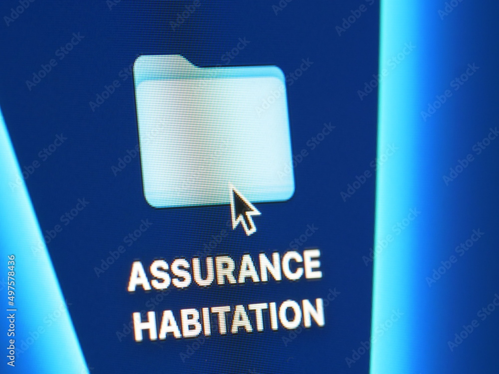 Assurance habitation - photo macro d'un dossier sur un écran d'ordinateur Assurance habitation - photo macro d'un dossier sur un écran d'ordinateur