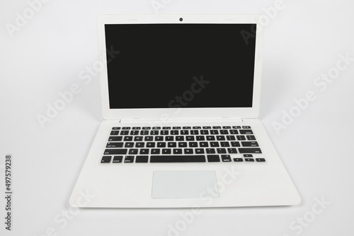 open white laptop on white background