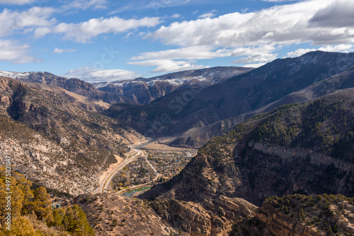 Beautiful view of Glenwood Springs Valley in Glenwood, the USA under a cloudy sky photo