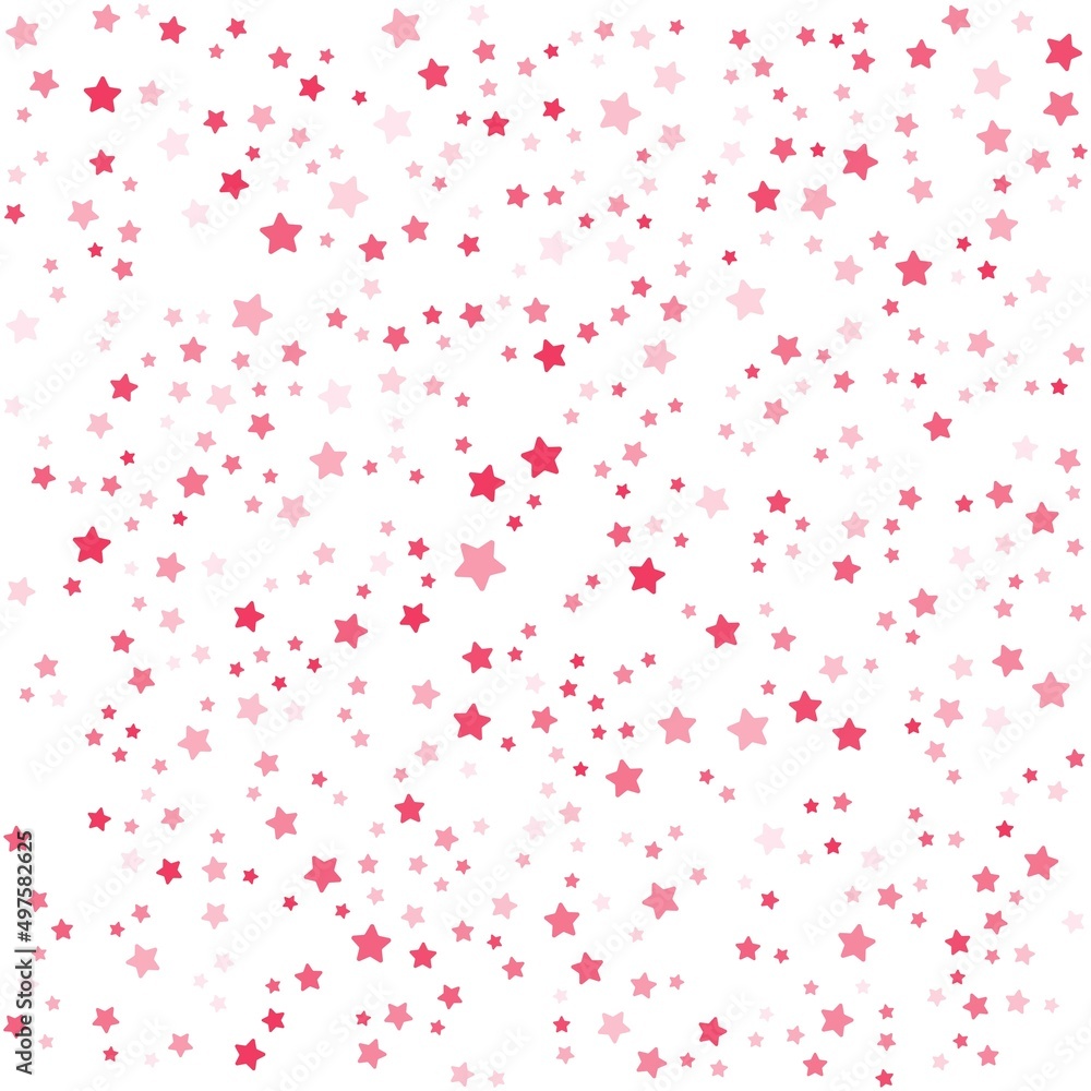 Pink stars pattern on the white background. Vector illustration