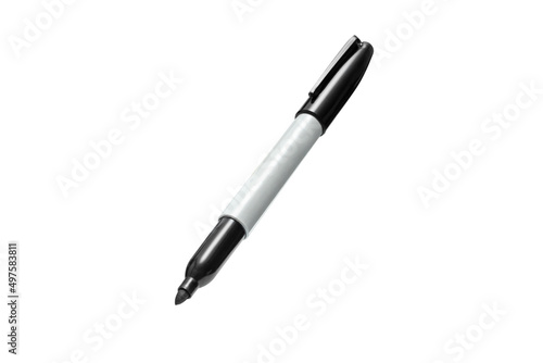 Black Permanent Marker With Cap Off - White Background