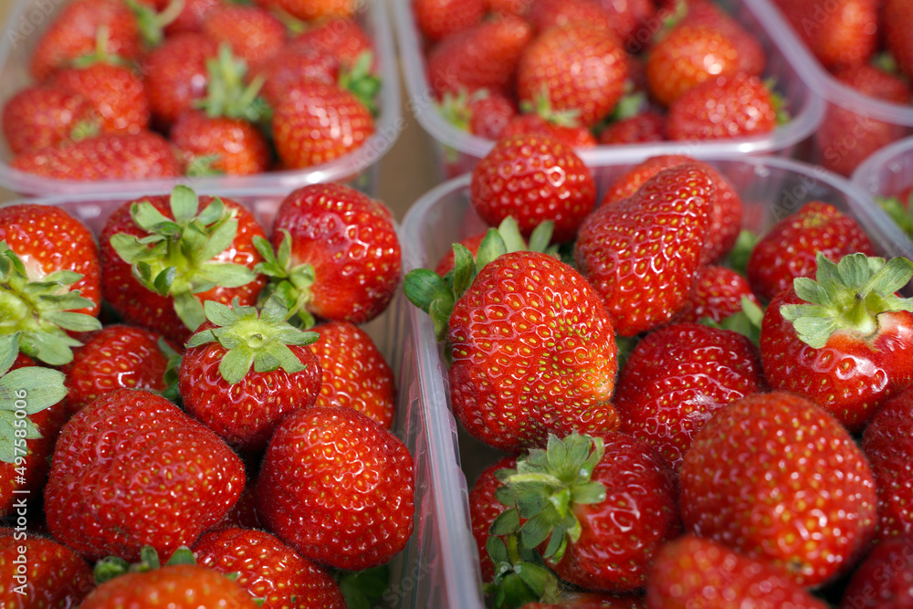 Ripe strawberries in the market Ripe strawberries in the market