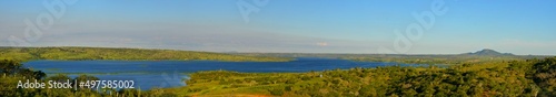 Panoramic landscape of the lake of Barragem da Pedra do Cavalo. The waters dammed by the dam of Pedra do Cavalo  created a lake formed by the rivers Jacu  pe and Paragua  u. Bahia Brazil