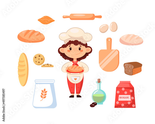 A little chef and baking and cooking items