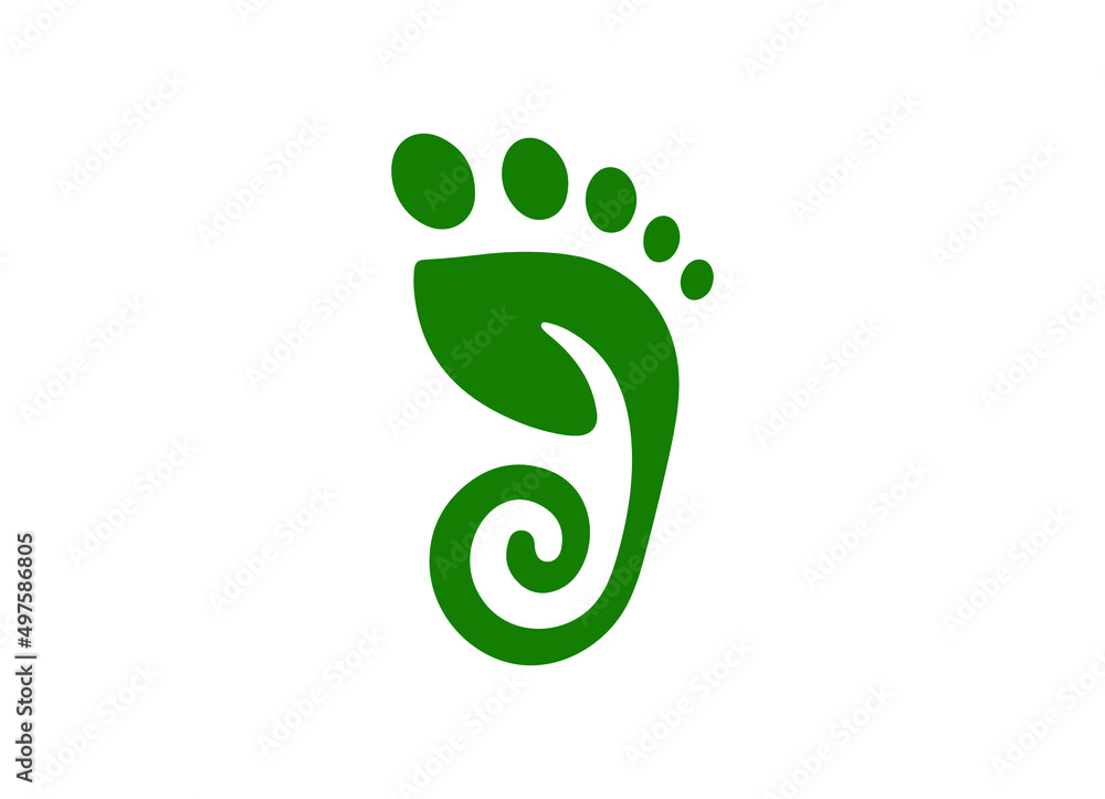 Obraz premium Leaf with foot step vector design