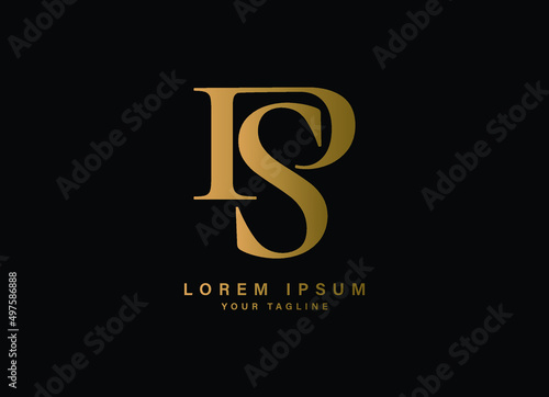 PS letter golden logo design, PS brand logo luxury