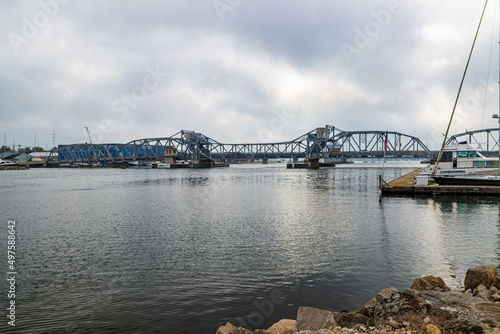 Sturgeon Bay Bridge in Door County, Wisconsin, the United States on a cloudy day photo