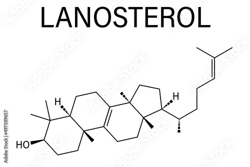 Lanosterol molecule. Investigated for treatment of cataract. Skeletal formula.