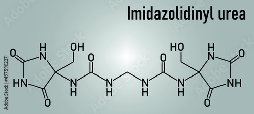 midazolidinyl urea antimicrobial preservative molecule (formaldehyde releaser). Skeletal formula.