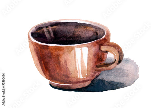 Hand made sketch of tea or coffee cup made in vintage style. Fullsize raster artwork. photo