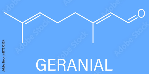 Geranial lemon fragrance molecule. Citral. Skeletal formula.