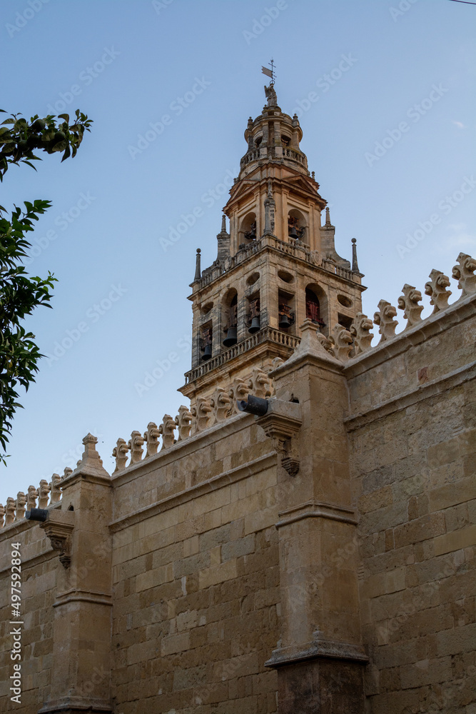 Medieval walls with ornament of old mosque in Cordoba, Andalusia, Spain