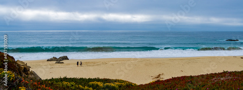 Panoramic shot of a sunny day on Garapata Beach, California photo