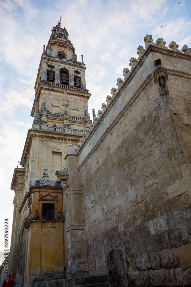 Medieval walls with ornament of old mosque in Cordoba, Andalusia, Spain