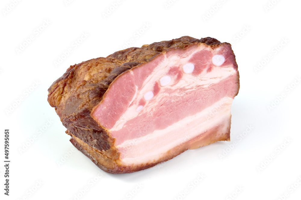 Smoked pork meat, isolated on white background. High resolution image. Smoked pork meat, isolated on white background. High resolution image.