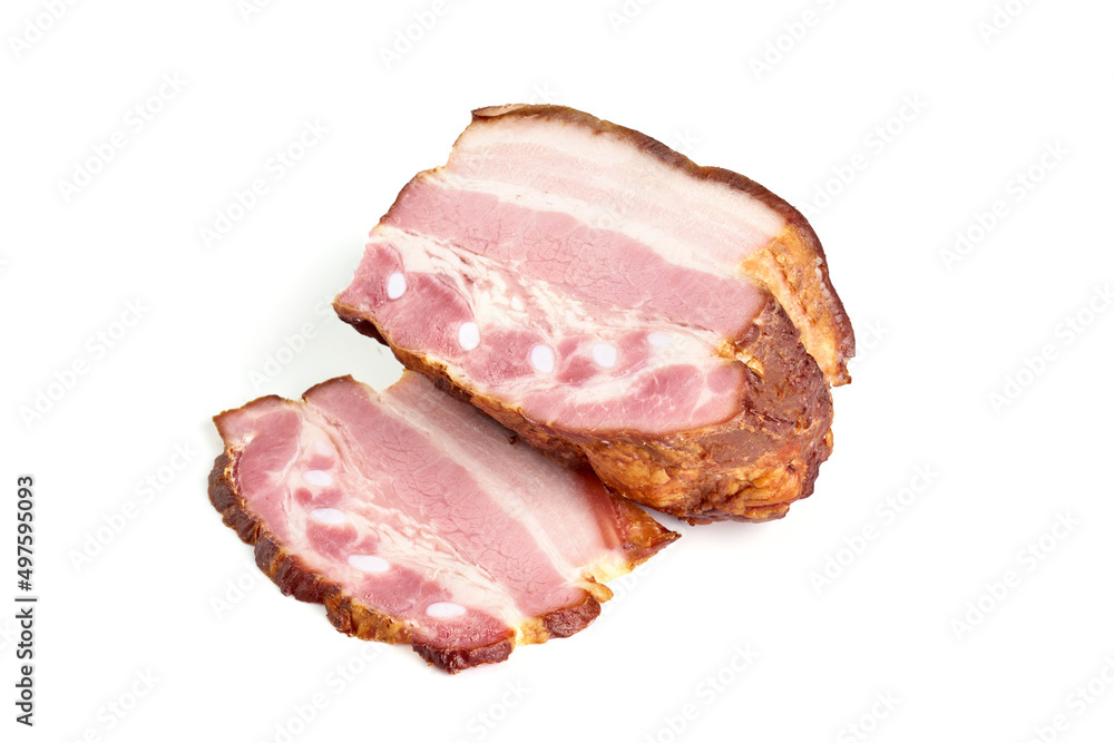 Smoked pork meat, isolated on white background. High resolution image. Smoked pork meat, isolated on white background. High resolution image.