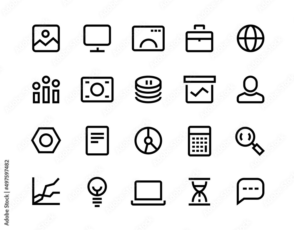 Business line icon. Money finance outline symbols. Vector laptop cash graph coins document diagram message pictogram set Business line icon. Money finance outline symbols. Vector laptop cash graph coins document diagram message pictogram set