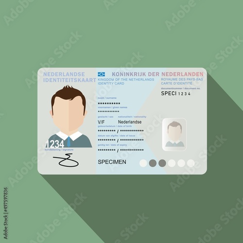 The Netherlands ( dutsch ) identity card. Flat vector illustration
