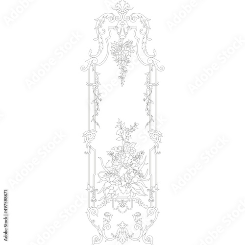A vertical pan of decorations and roses in the French style