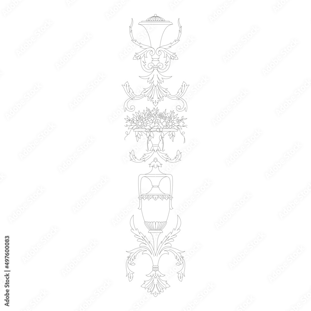 Obraz premium A vertical pan in the French style of decorations and roses 