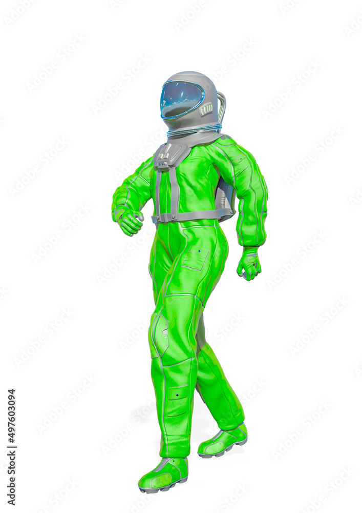 astronaut is walking on white background