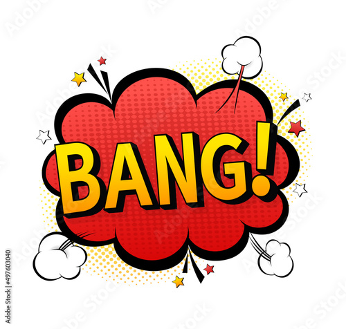 Bang pop illustration in retro style on color background. Vector drawing. Cartoon drawing