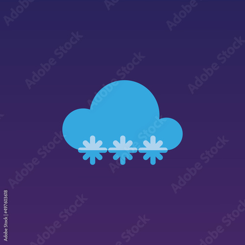 flat vector illustration, sticker icon of cloud and snow for website or weather app