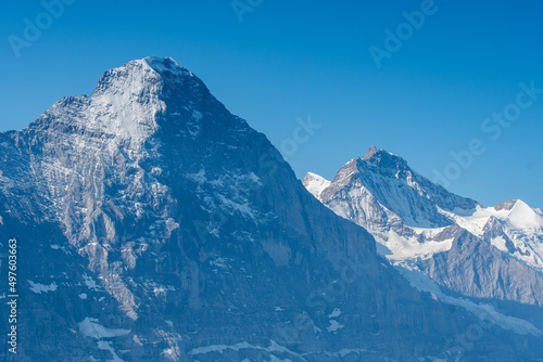 the peaks of Eiger with it's famous Nordwand in the Swiss Alps