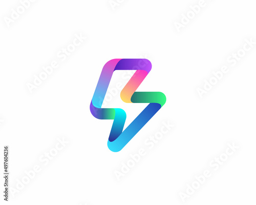 Abstract lightning colorful gradient logo design template. Universal 3d electrical, charge, flash vector sign symbol mark logotype.