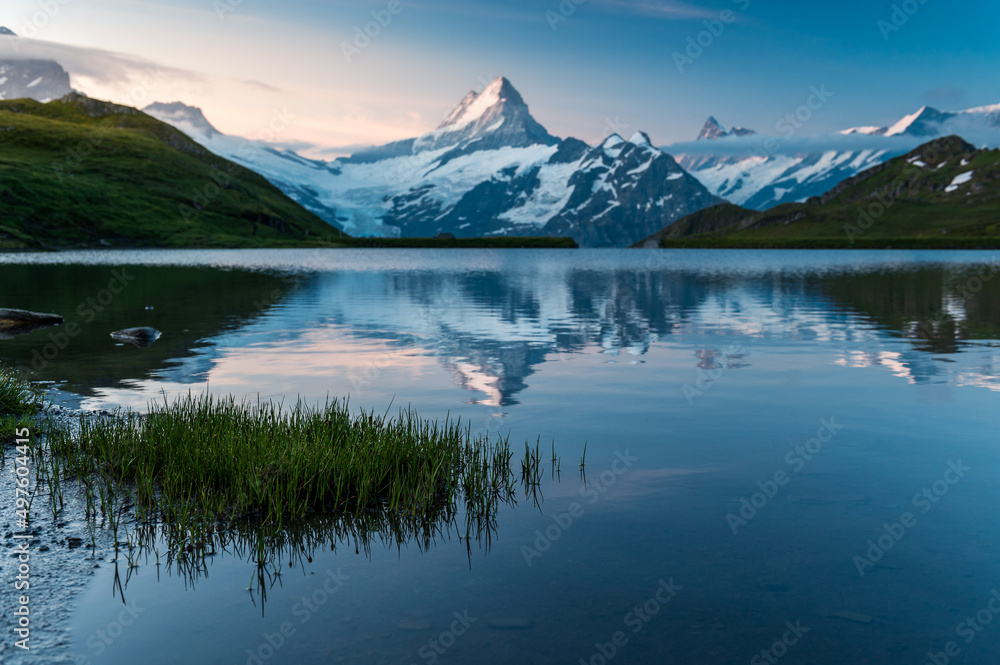 sunrise at  Lake Bachalpsee with Schreckhorn
