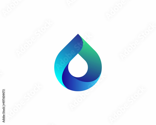 Abstract bright gradient drop logo design template. Universal 3d water, clean, moisture vector sign logotype isolated on white background.