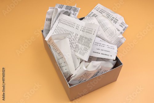 An Overflowing Box of Receipts Ready for Accounting, Bookkeeping, or tax filing