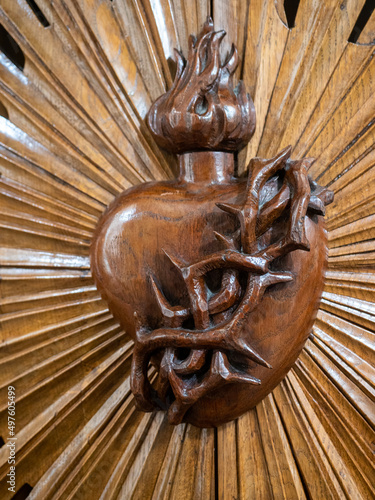 Heart of Jesus with a crown of thorns, Jesus' burning heart