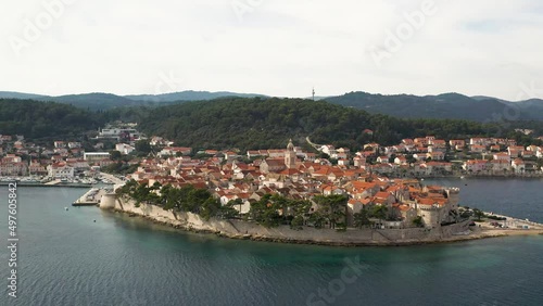 aerial view of the city Korcula in Croatia