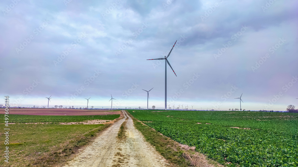 Electric wind turbine generating with blue sky and turbo generator Electric wind turbine generating with blue sky and turbo generator