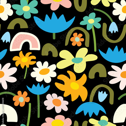  flower garden seamless vector pattern