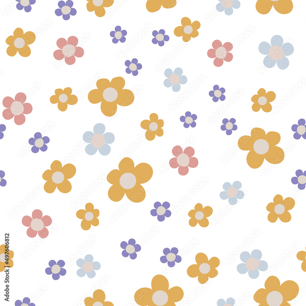 pastel floral ditzy seamless vector pattern